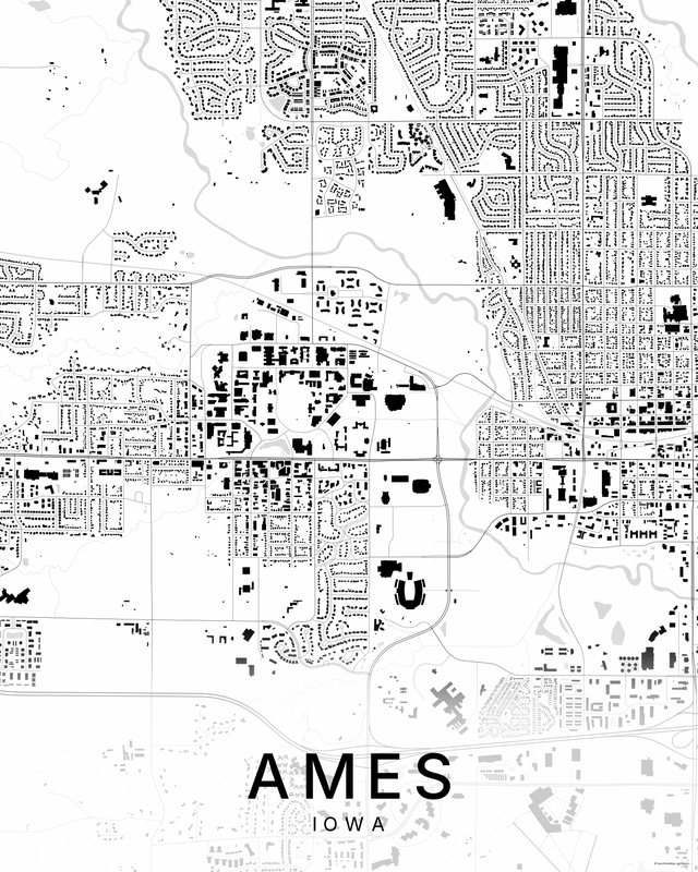 Ames map print, Bright colorway
