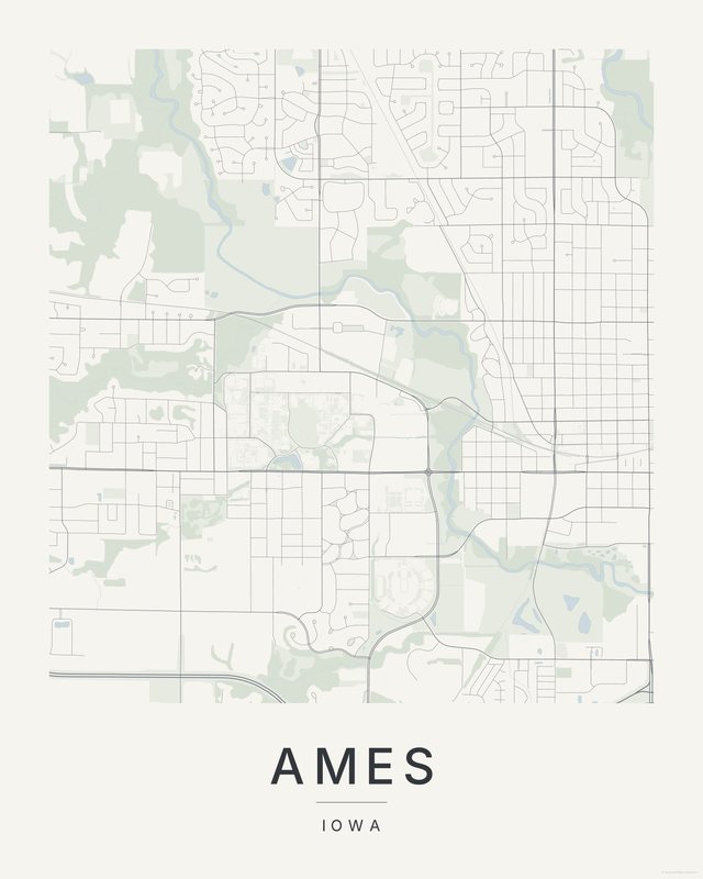Ames map print, Paper colorway