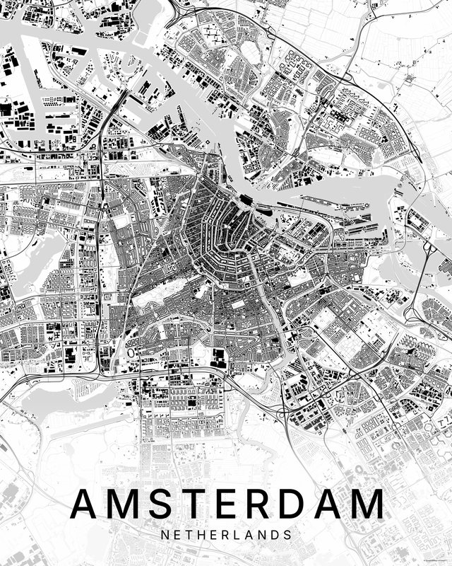 Amsterdam map print, Bright colorway