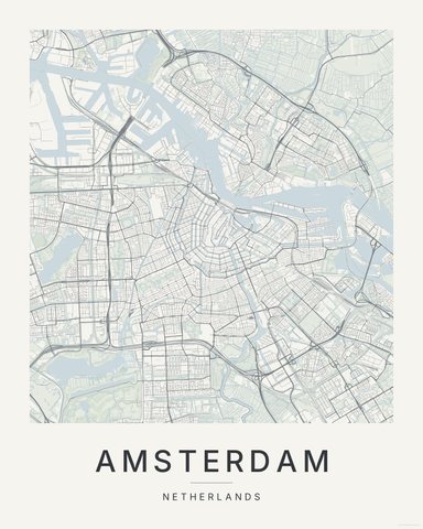 Amsterdam map print, Paper colorway
