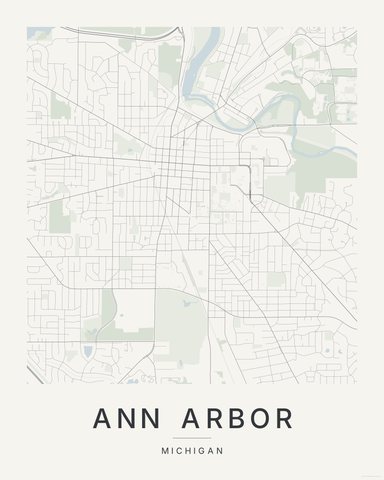 Ann Arbor map print, Paper colorway
