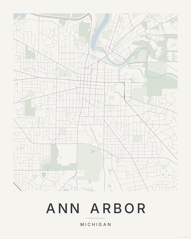 Ann Arbor map print, Paper colorway