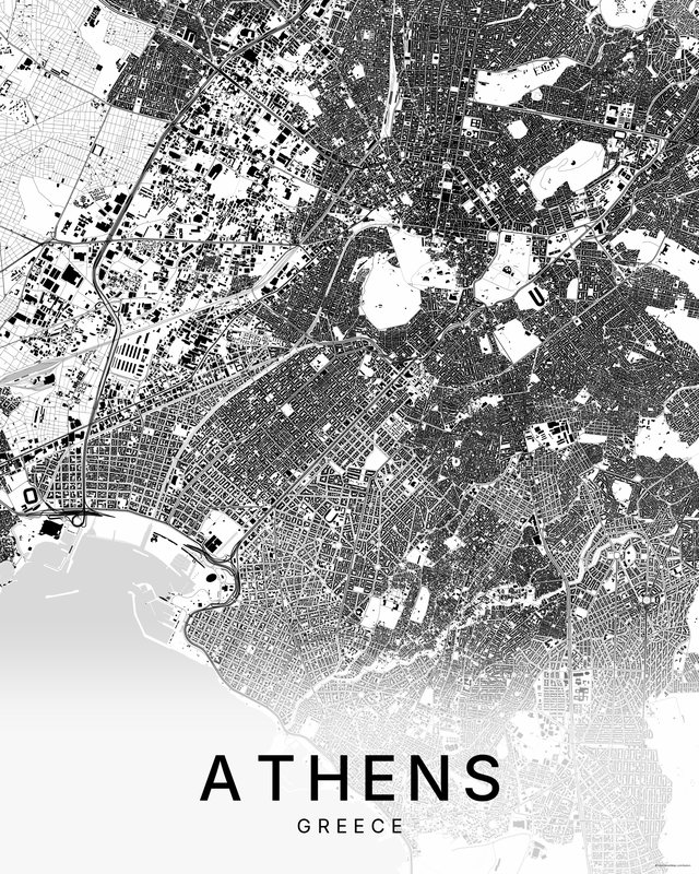Athens map print, Bright colorway