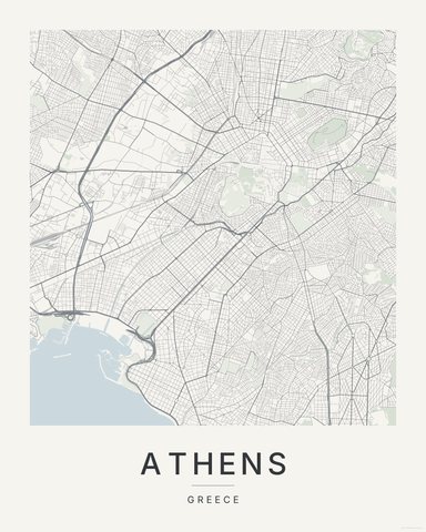 Athens map print, Paper colorway