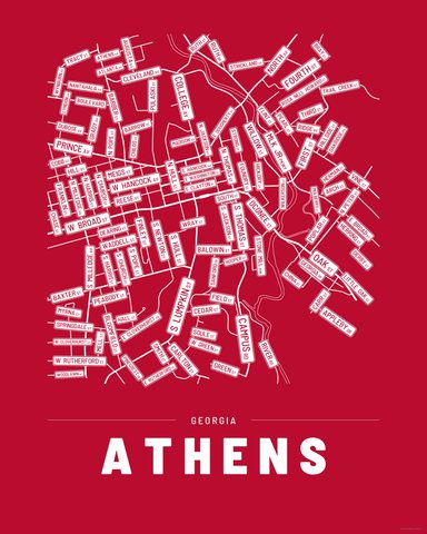 Athens street map print, first colorway