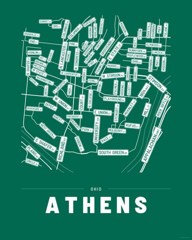 Athens street map print, first colorway