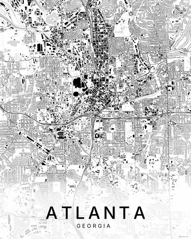 Atlanta map print, Bright colorway