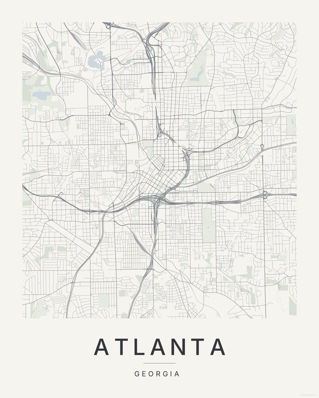 Atlanta map print, Paper colorway