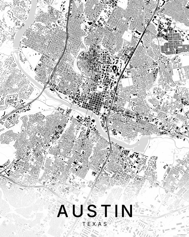 Austin map print, Bright colorway