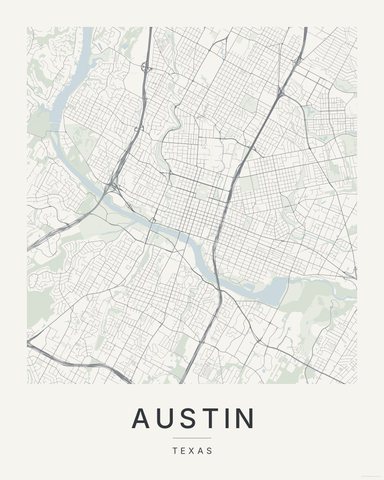 Austin map print, Paper colorway