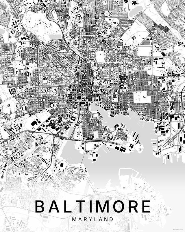 Baltimore map print, Bright colorway