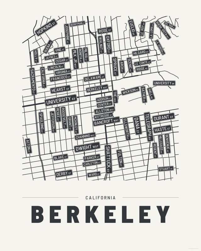 Berkeley street map print, Paper colorway