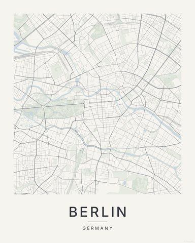 Berlin map print, Paper colorway