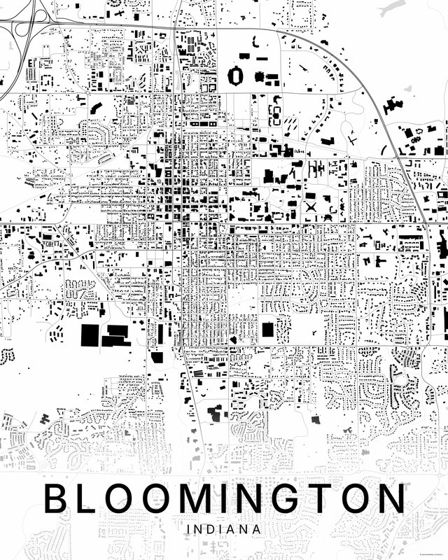 Bloomington map print, Bright colorway