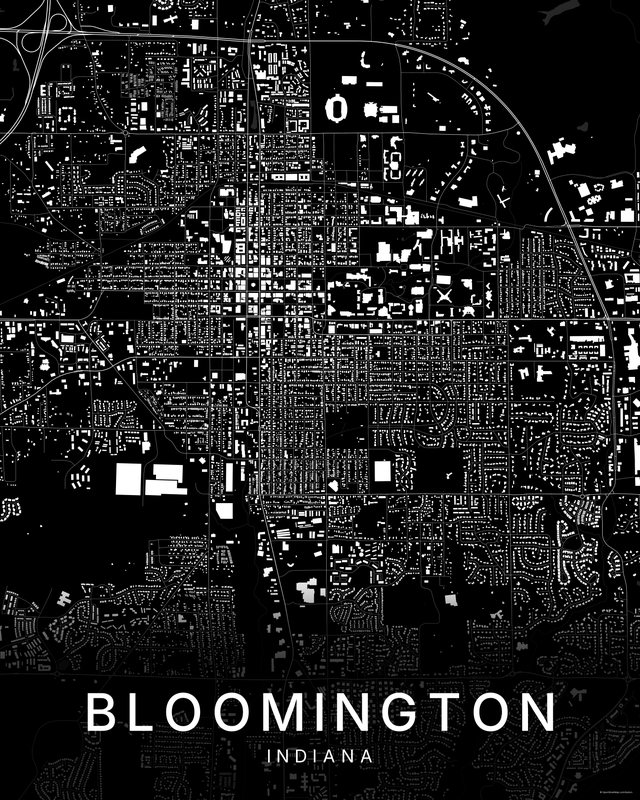 Bloomington map print, Dark colorway