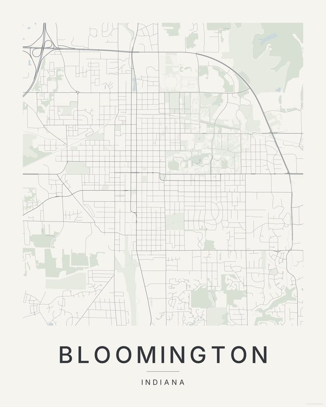 Bloomington map print, Paper colorway