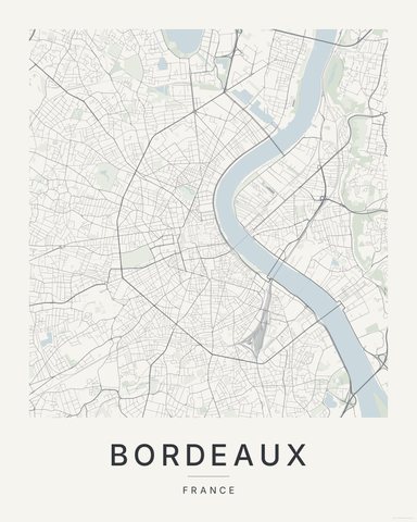 Bordeaux map print, Paper colorway