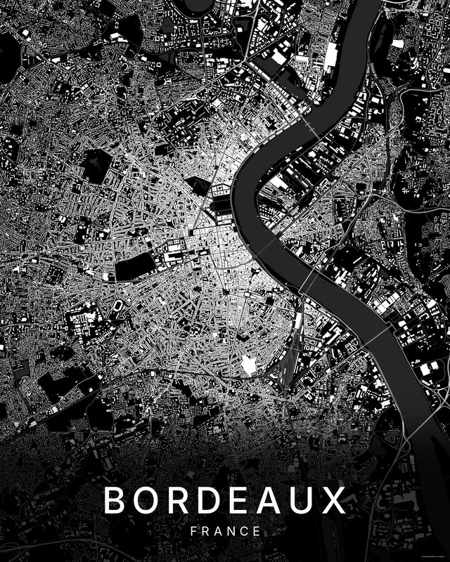 Bordeaux map print, Dark colorway