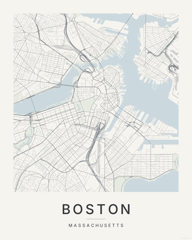 Boston map print, Paper colorway