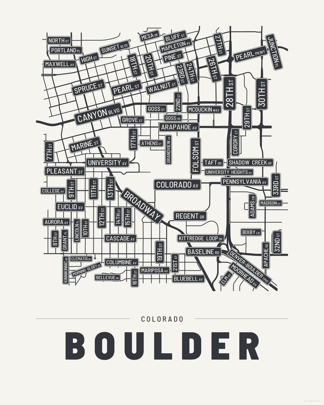 Boulder street map print, Paper colorway