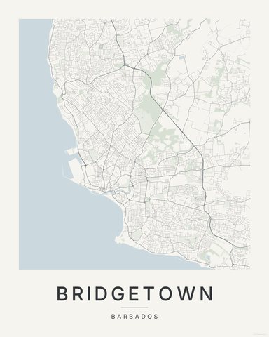 Bridgetown map print, Paper colorway