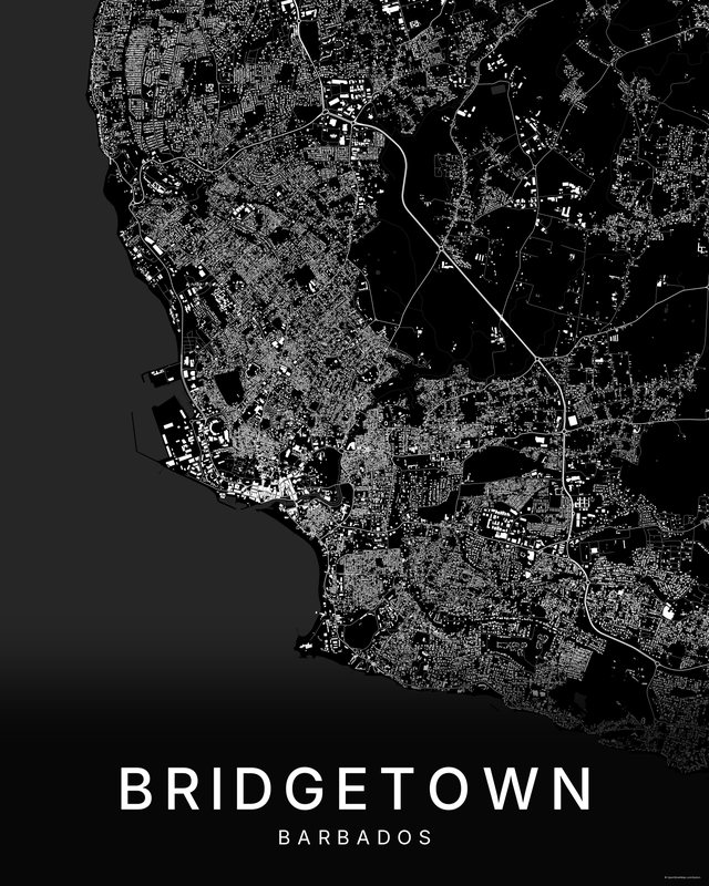 Bridgetown map print, Dark colorway