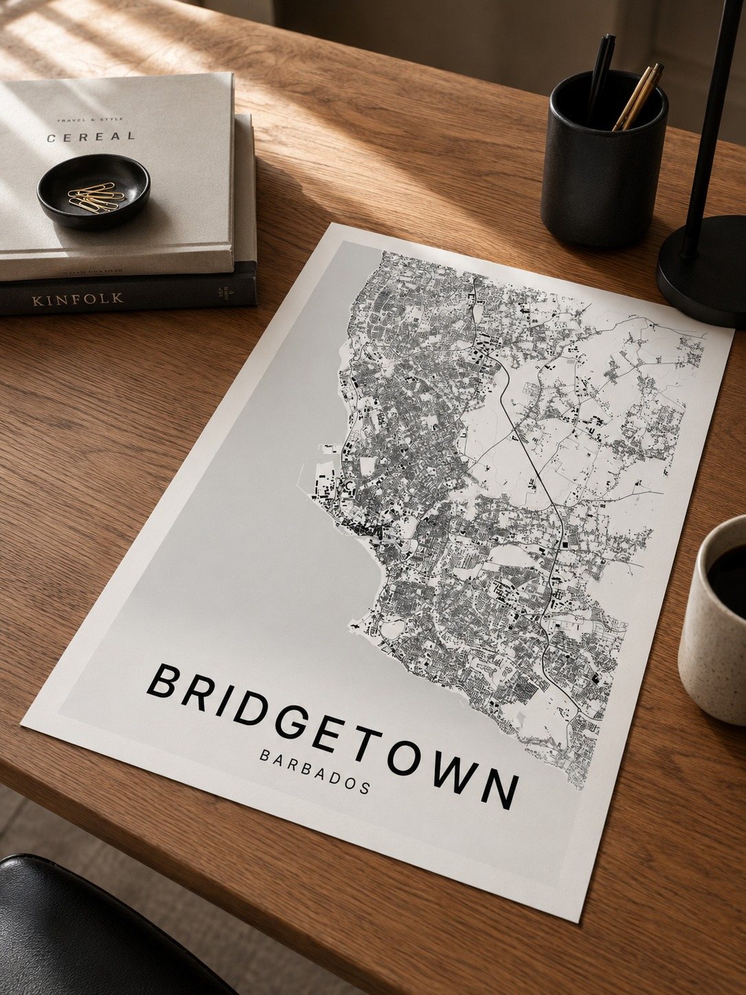 Bridgetown map print framed on a wall