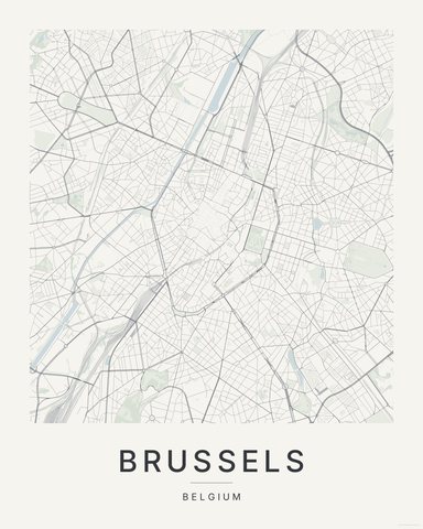 Brussels map print, Paper colorway