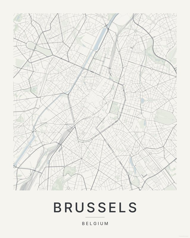 Brussels map print, Paper colorway
