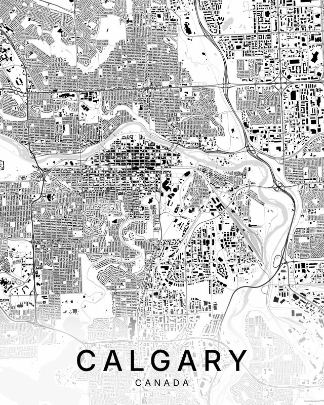 Calgary map print, Bright colorway