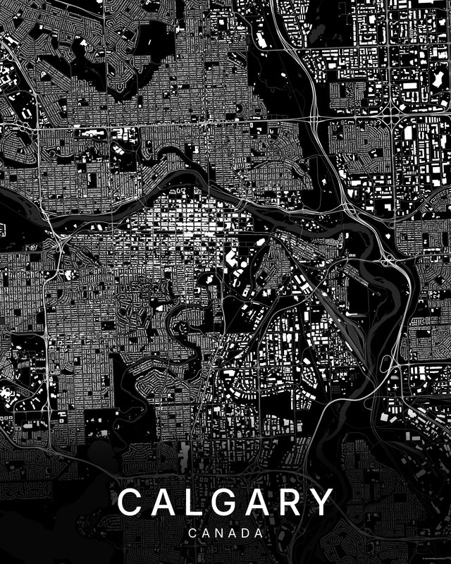 Calgary map print, Dark colorway