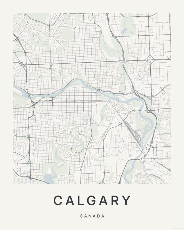 Calgary map print, Paper colorway