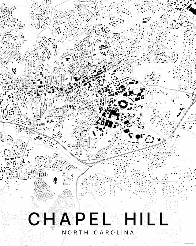 Chapel Hill map print, Bright colorway