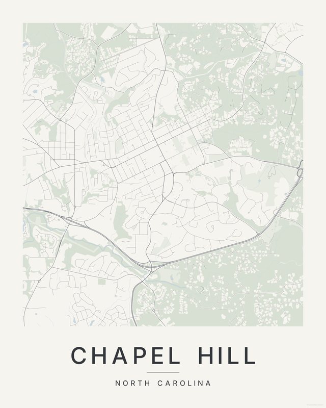 Chapel Hill map print, Paper colorway