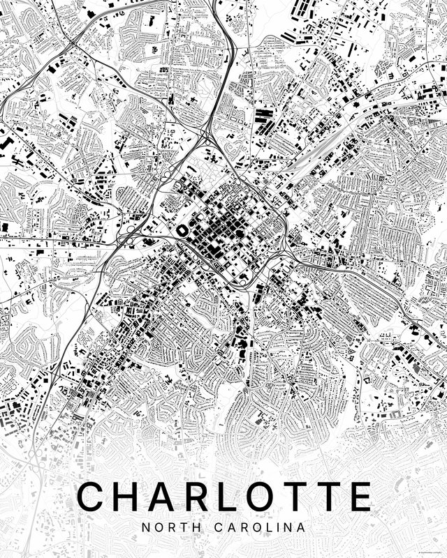 Charlotte map print, Bright colorway