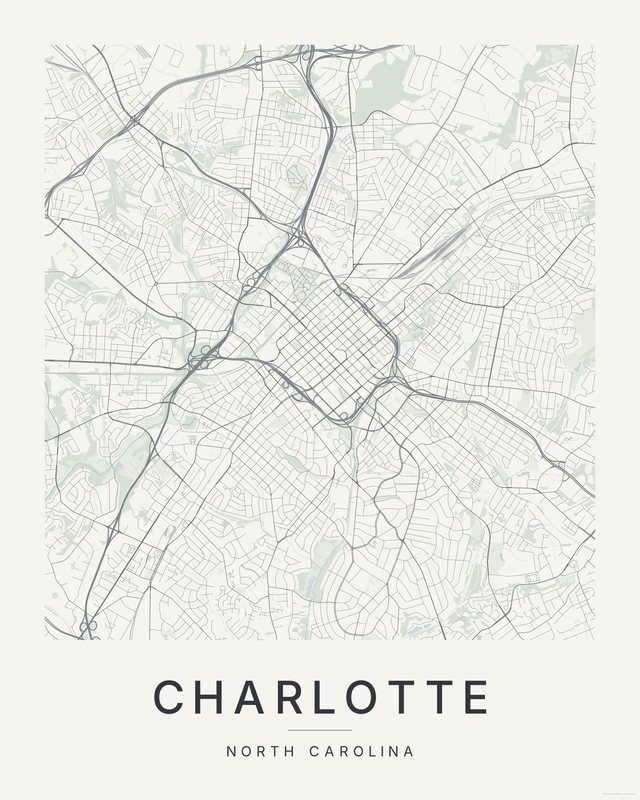 Charlotte map print, Paper colorway