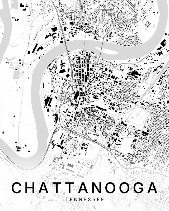 Chattanooga map print, Bright colorway