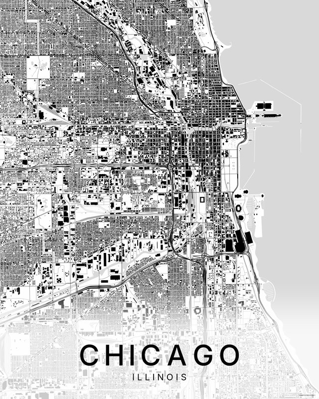 Chicago map print, Bright colorway