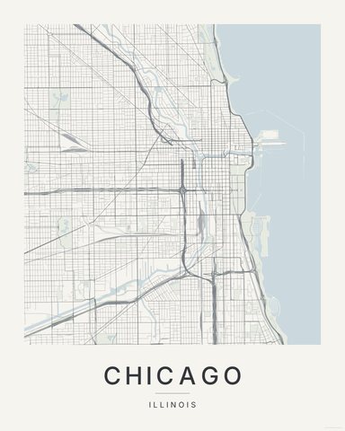 Chicago map print, Paper colorway