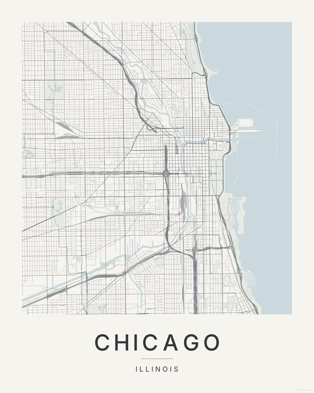 Chicago map print, Paper colorway