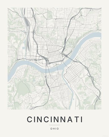 Cincinnati map print, Paper colorway