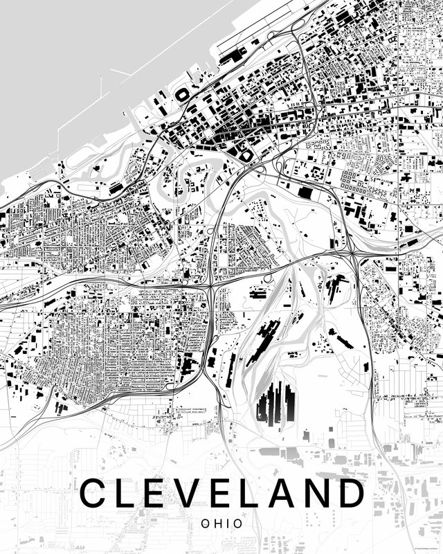 Cleveland map print, Bright colorway