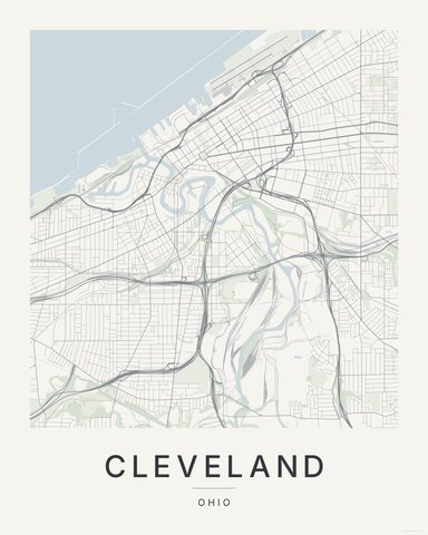 Cleveland map print, Paper colorway