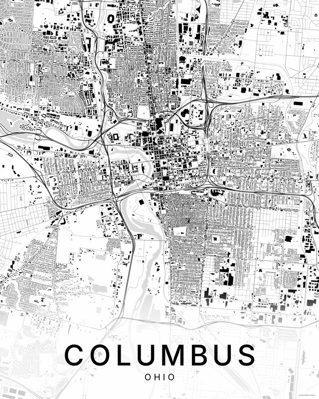 Columbus map print, Bright colorway