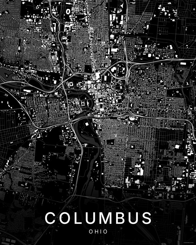 Columbus map print, Dark colorway