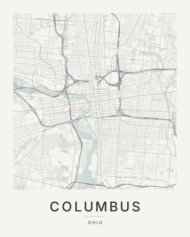 Columbus map print, Paper colorway
