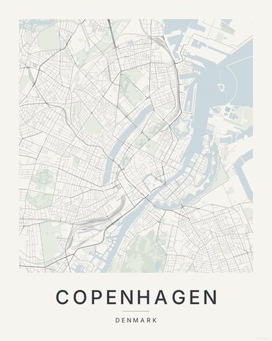 Copenhagen map print, Paper colorway