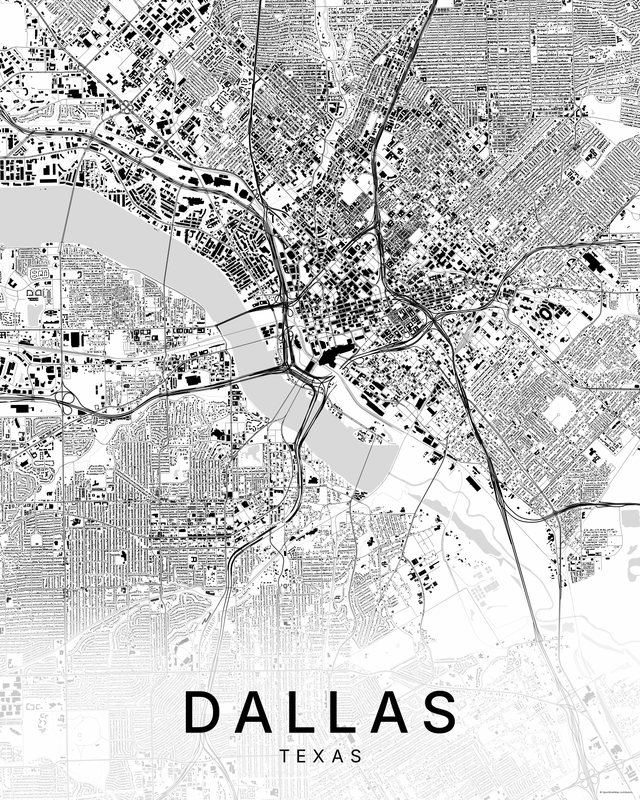 Dallas map print, Bright colorway