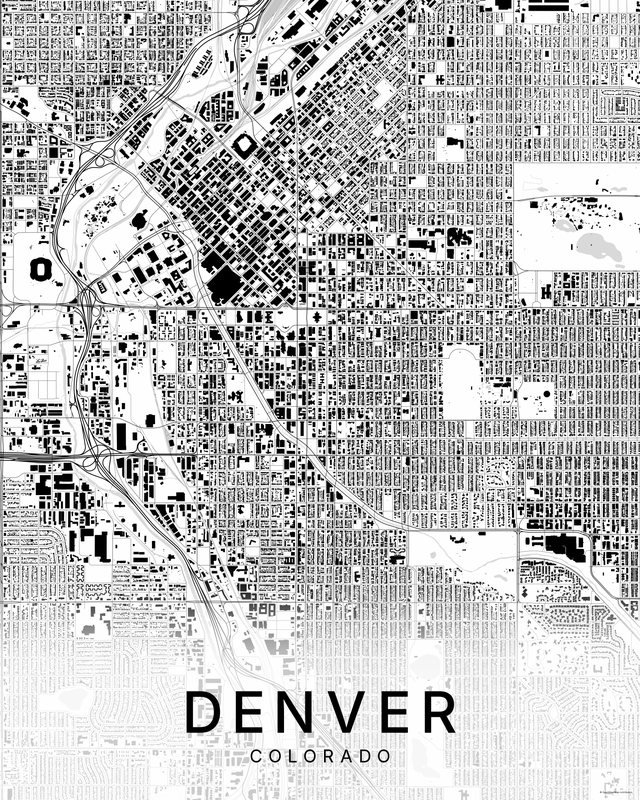 Denver map print, Bright colorway