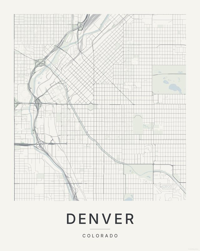 Denver map print, Paper colorway